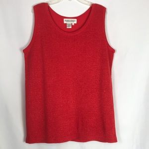 Drapers & Damon’s red sparkle sleeveless sweater